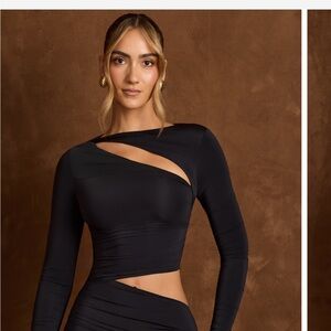 Oh Polly Elegant Black Cut-Out Women's mini dress